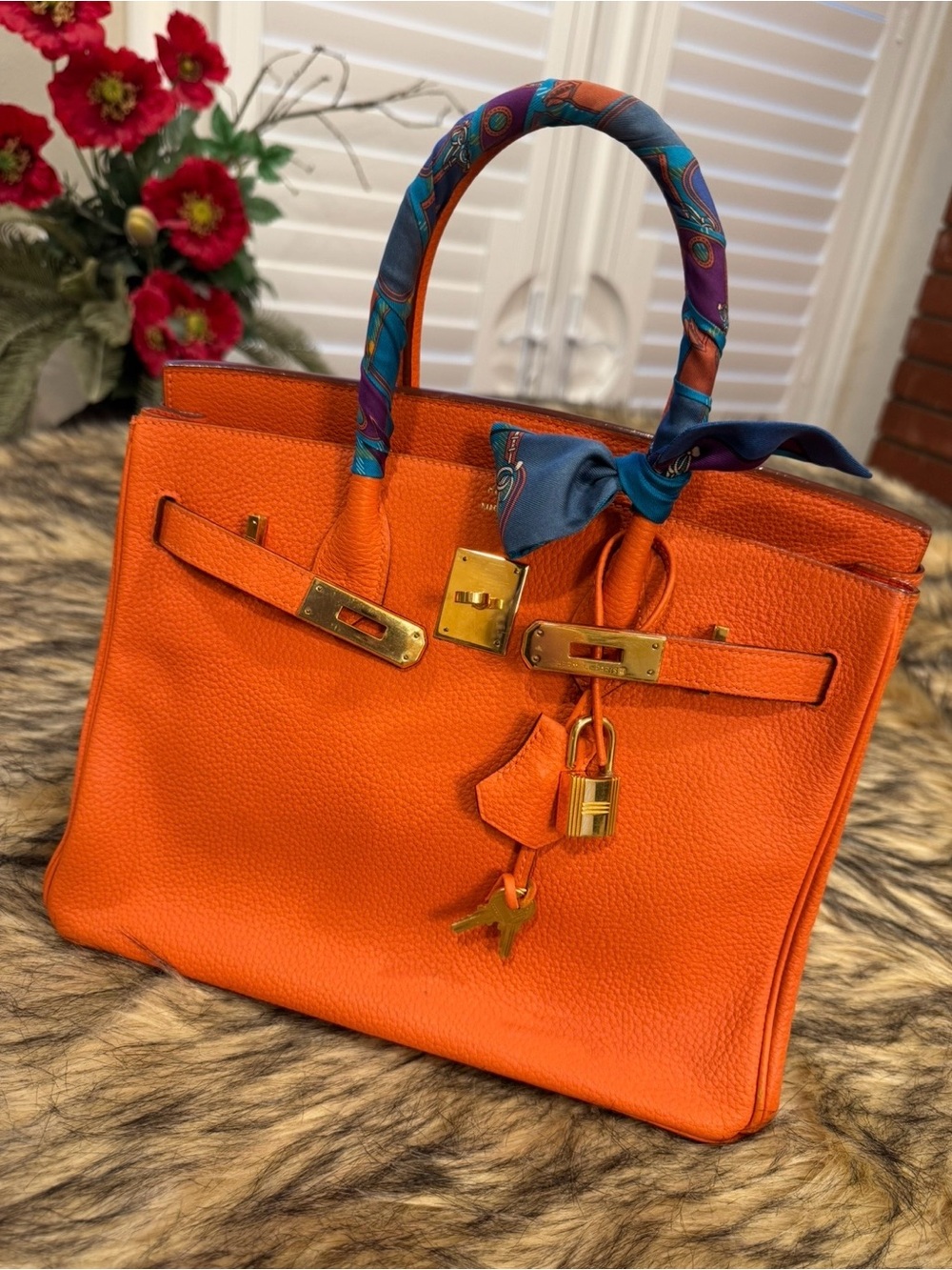 Clemence Birkin 30 Top-Handle Satchel with Gold Hardware